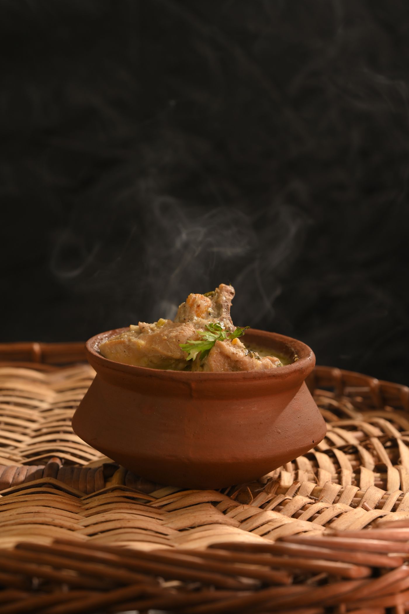 Food served in a clay pot